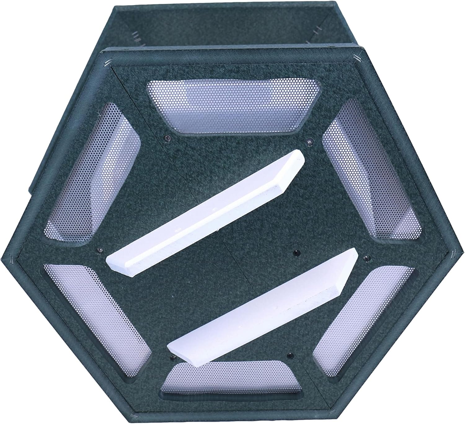 AmishToyBox.com Gazebo Bird Feeder - Deluxe Triple Compartment Post-Mount Large Bird Feeder - Made in The USA with Poly Lumber (Turf Green and White)