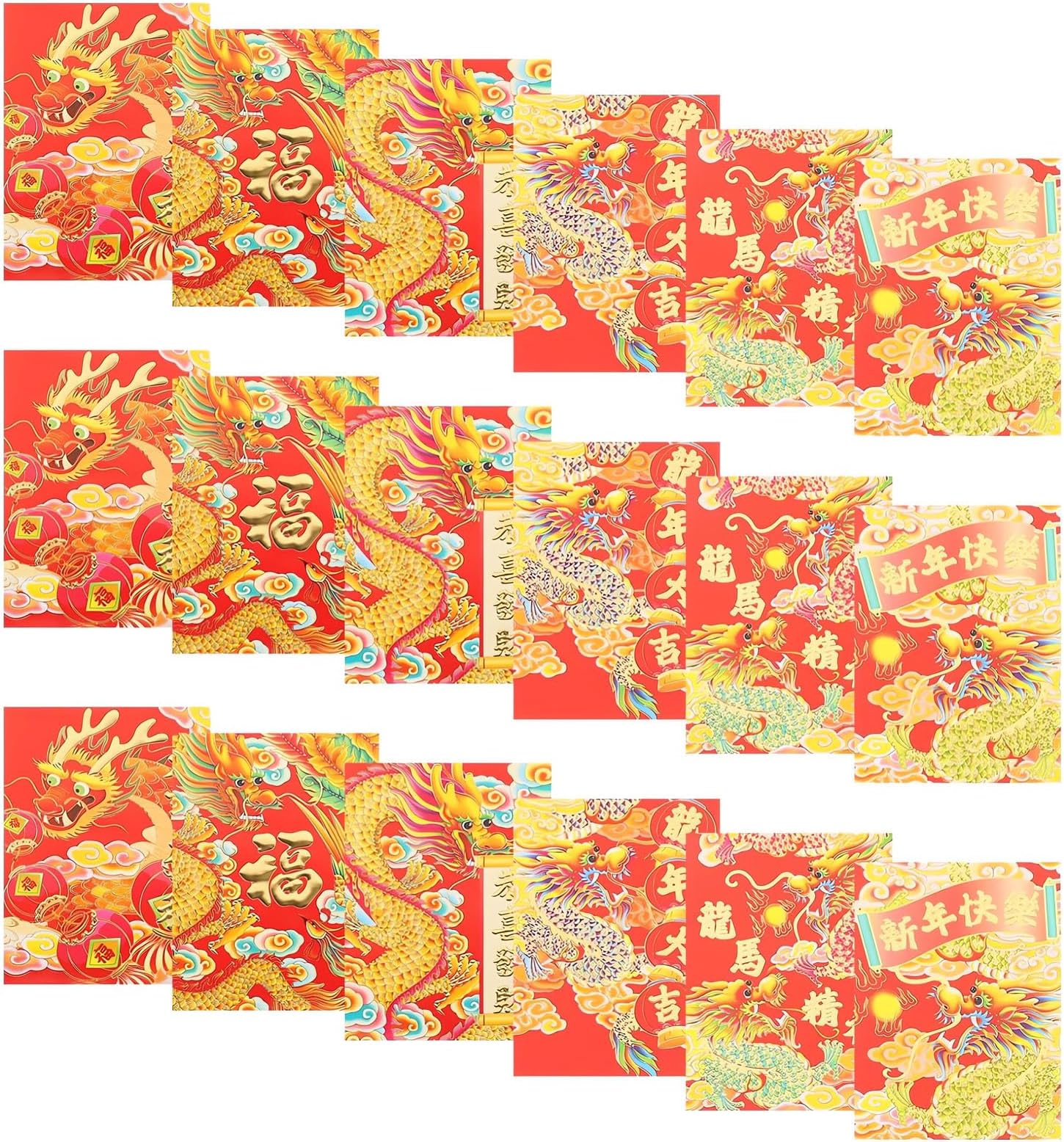 Azonee Chinese New Year Red Envelopes 2024 - Large Lunar Year of Dragon Lucky Money Packets for Spring Festival Wedding (C)
