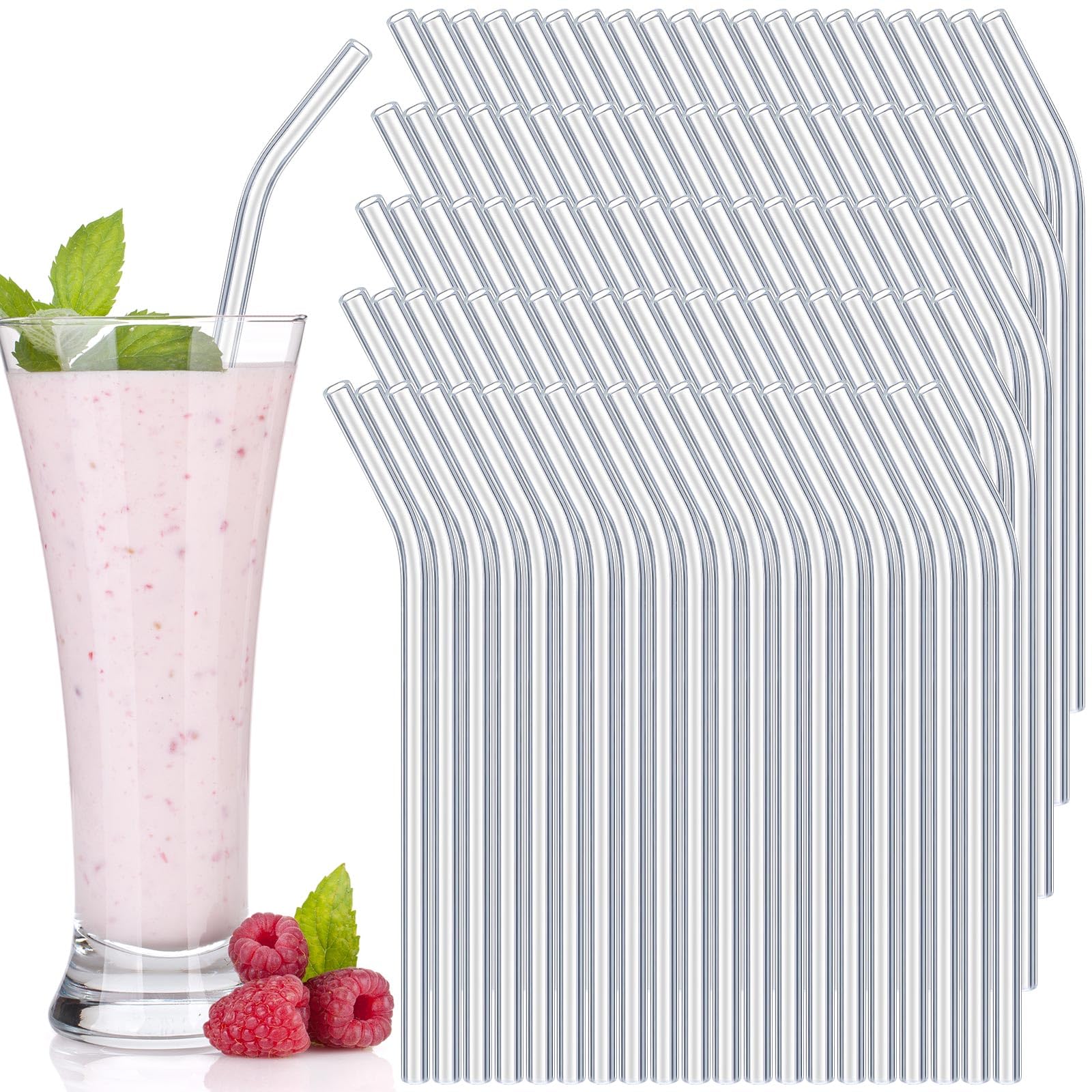 Amazon.com: Ziliny 200 Pcs Curved Glass Straws Bulk Reusable
