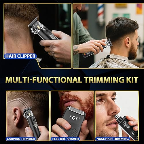 Miniatura 3 de Máquina de afeitar eléctrica de aluminio para hombres, kit de aseo de 3 piezas con cuchillas flotantes y pantalla LED, IPX7 impermeable, recortadora