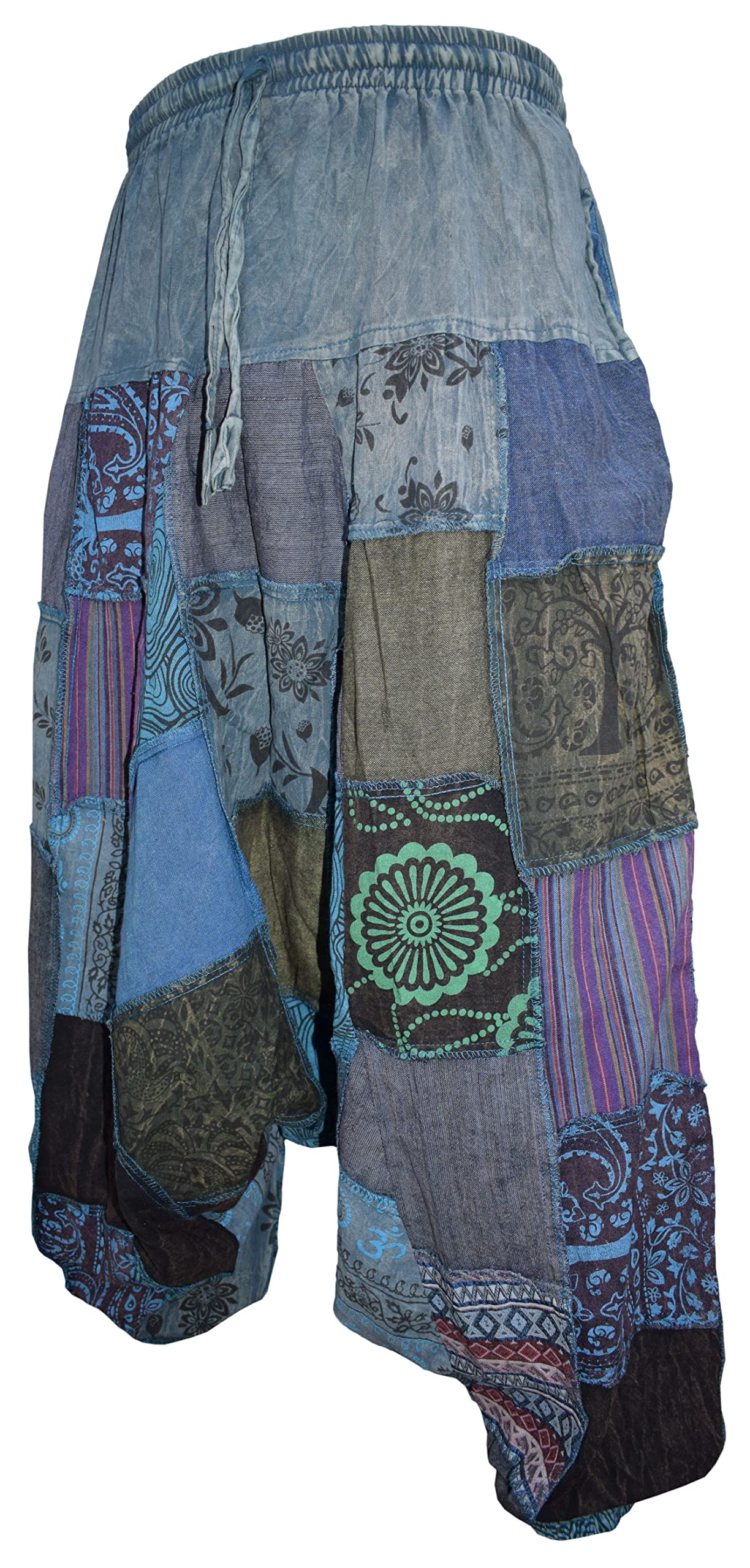 Gheri Pantaloni harem da uomo con stampa patchwork stone washed yoga bohémien larghi stampati