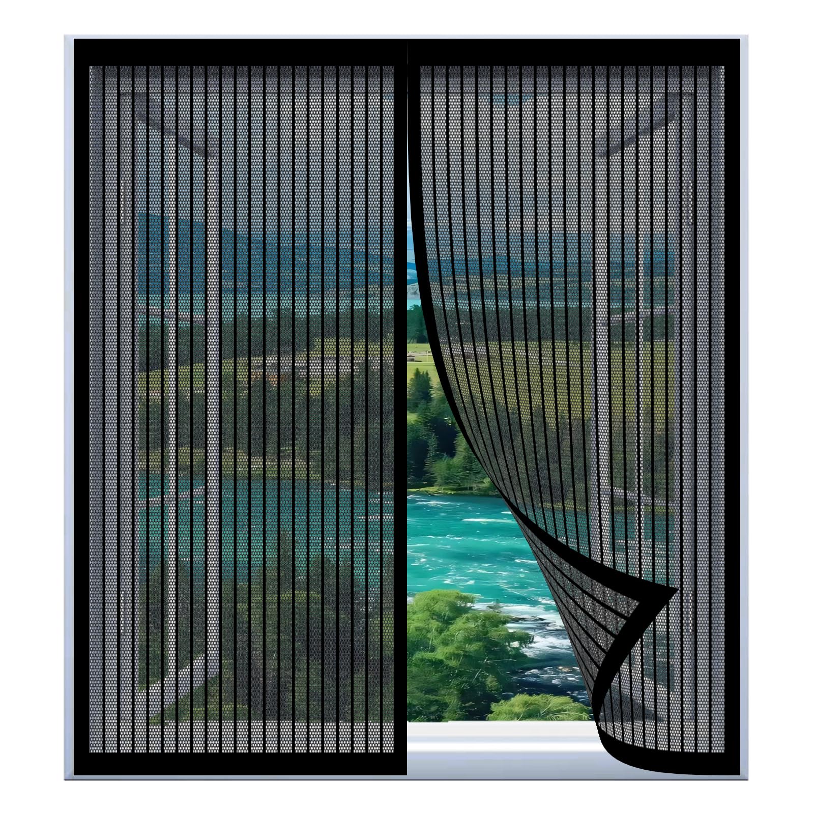 Yuanwan Black Magnetic Fly Screen Window Curtain 79 X 135 Cm Easy Installation No Drilling Or Screwing Mesh Fly Curtain Mosquito Net For Windows Nets To Keep Bugs Out,