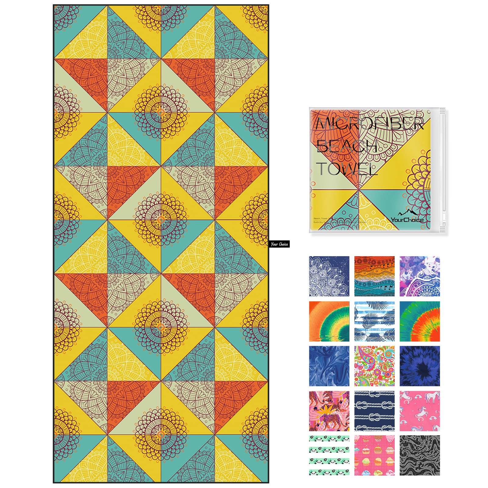 Your Choice Beach Towel - Microfiber Beach Towels Oversized, Quick Dry Beach Towel for Adults, Sand Free Beach Towel, Travel Beach Towel - Oversized Beach Towel 78x35 Inch - Splicing Bohemia