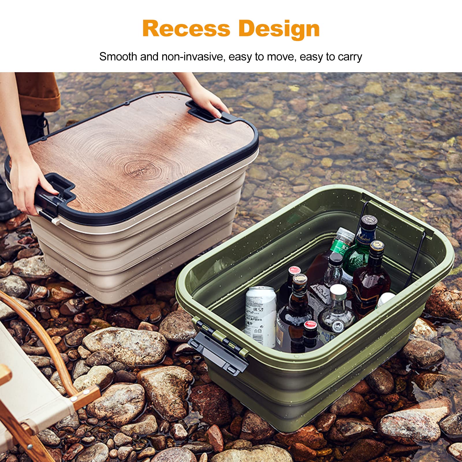 Ergocar Boîte de Rangement Pliable, Organisateur de Rangement Plastique avec Petite Table, Caisses de Rangement pour Maison, Voitures, Camping en Plein Air, Forte Charge Portante