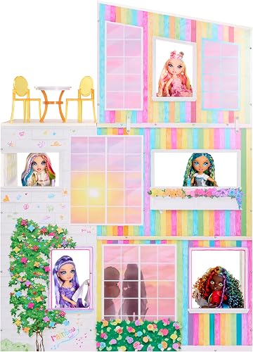 Rainbow High Color & Play 3-Story Doll House - Disegna Tutte le Pareti e i Pavimenti con Pennarelli Lavabili, il Set di Giochi in Legno Include Mobili e Accessori, Regalo Divertente. Età 4+ - 12