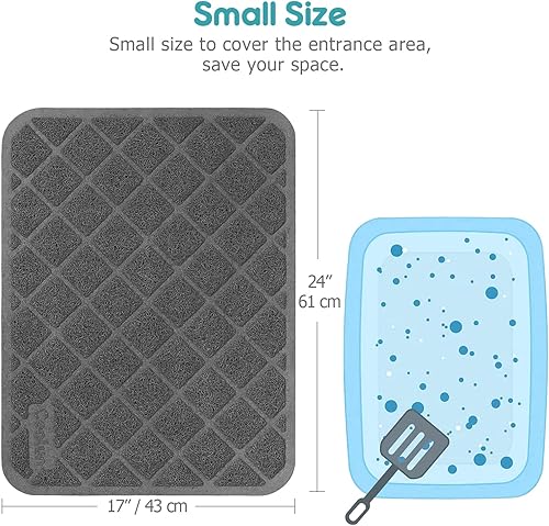 Miniatura 3 de Conlun Tapete de arena para gatos, 24 x 17 pulgadas, malla de PVC duradera de alta calidad con control de dispersión, antideslizante, menos