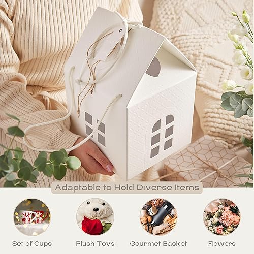 Miniatura 5 de Boxes Craftory Paquete de 5 cajas de regalo con forma de casa (7.87 x 7.87 x 7.08 pulgadas), cajas de mansión ideales para cajas de regalo de