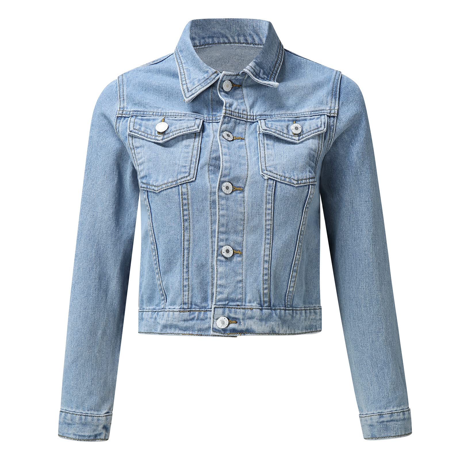 Generisch Chaqueta de entretiempo para mujer, primavera elegante, chaqueta vaquera para mujer, corta, elástica, chaqueta vaquera, chaqueta vaquera, ropa de calle, chaqueta informal con botones