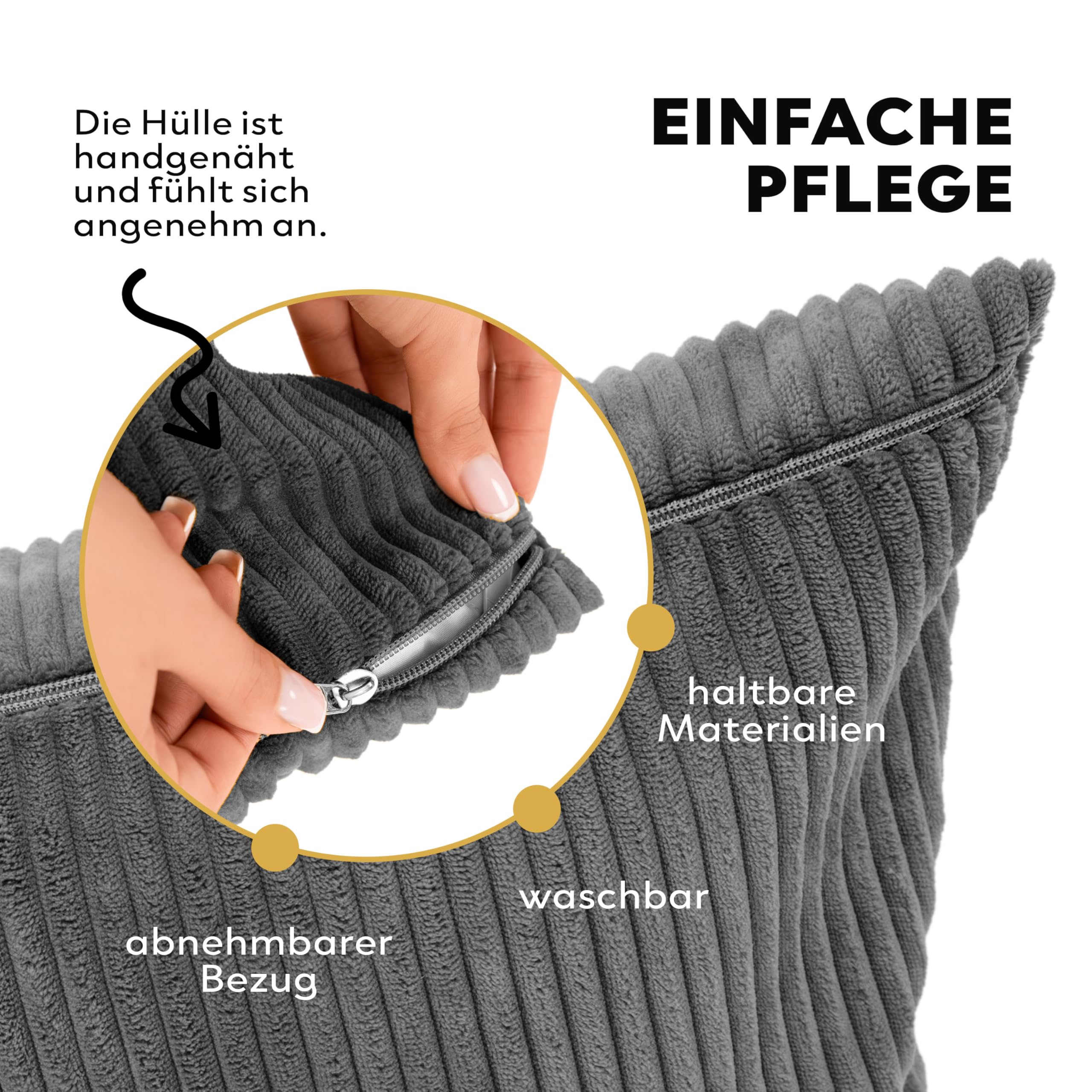 Premium Seitenschläferkissen 200 x 40 cm – Ergonomisches Körperkissen Bezug – anschmiegsam & atmungsaktiv – Allergikerfreundlich, waschbar (1, Dunkelgrau, 200 x 40 cm)