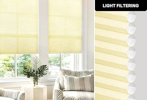 Vista 4 de LazBlinds Persianas Celulares sin Cordón, Sin Herramientas Sin Taladro Persianas de Panal Filtradoras de Luz Persianas Plisadas para Ventanas, 21