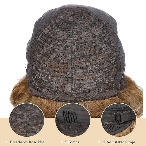 Miniatura 8 de Quantum Love Pelucas cortas de cabello humano rizado y suelto, 8 pulgadas, color marrón, cabello virgen brasileño con volumen, peluca afro rizada