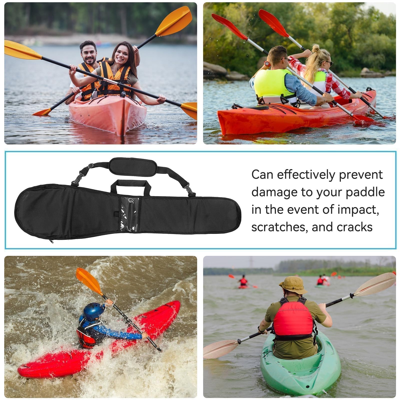Bolsa De Transporte De Canoa Kayak, Bolsa De Almacenamiento De Remo De Barco Funda De Bolsa Para Transporte De Almacenamiento De Canotaje De Remos (Black)