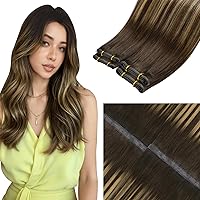 Vista 158 de LaaVoo Extensiones de cabello humano real para coser, extensiones de cabello humano de doble trama, color negro azabache, 18 pulgadas, 3.53 onzas