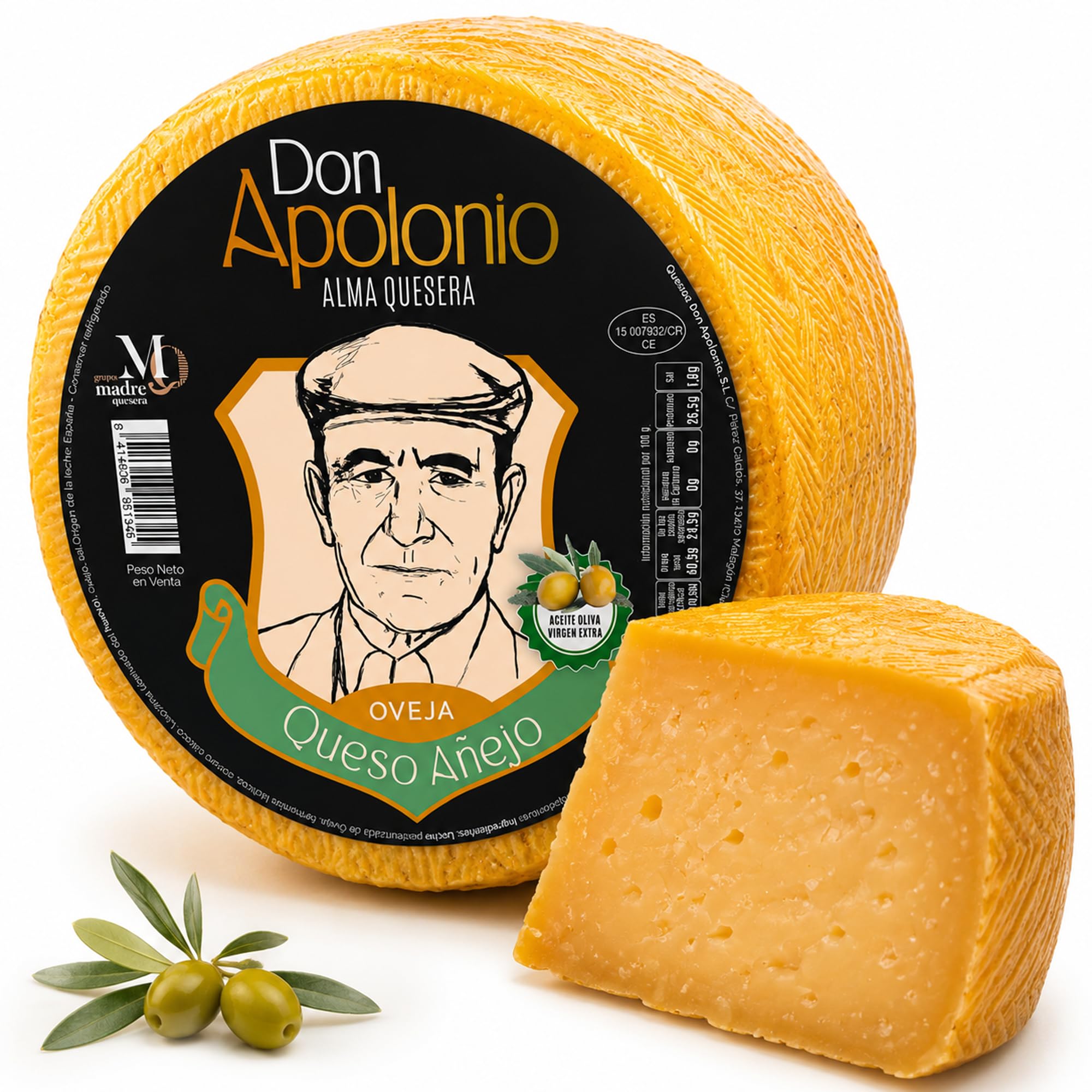 SABE A SABAS Queso de Oveja Curado Anejo Reserva 3 Kg Maduracion 15 Meses en Aceite de Oliva Virgen Extra