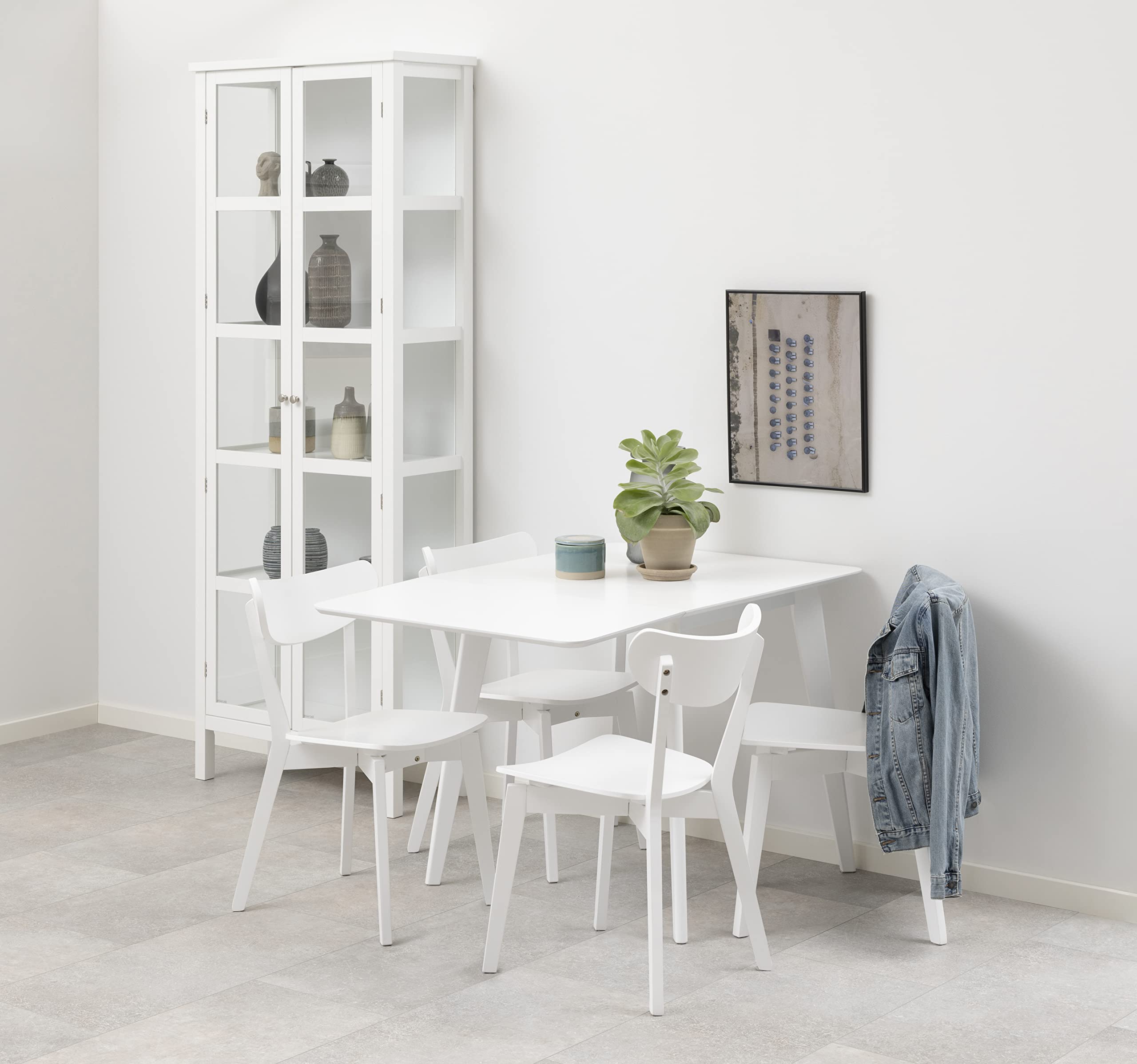 AC Design Furniture Roxanne Esstisch für 4 Personen in Weiß, Ausziehbarer Küchentisch Weiß, Moderner Retro Stil für Esszimmer, Esstisch Eckig, B: 80/120 x H: 76 x T: 80 cm