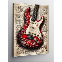 Tablo Mega Kanvas Tablo K rm z  Elektro Gitar 100 X 140 Cnvsdkey-128042-100-140