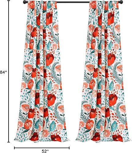 Miniatura 3 de Cenefa Lush Decor con jardín de amapolas, decoración de cortina para habitación, ventana, juego de paneles para sala de estar, comedor o dormitorio