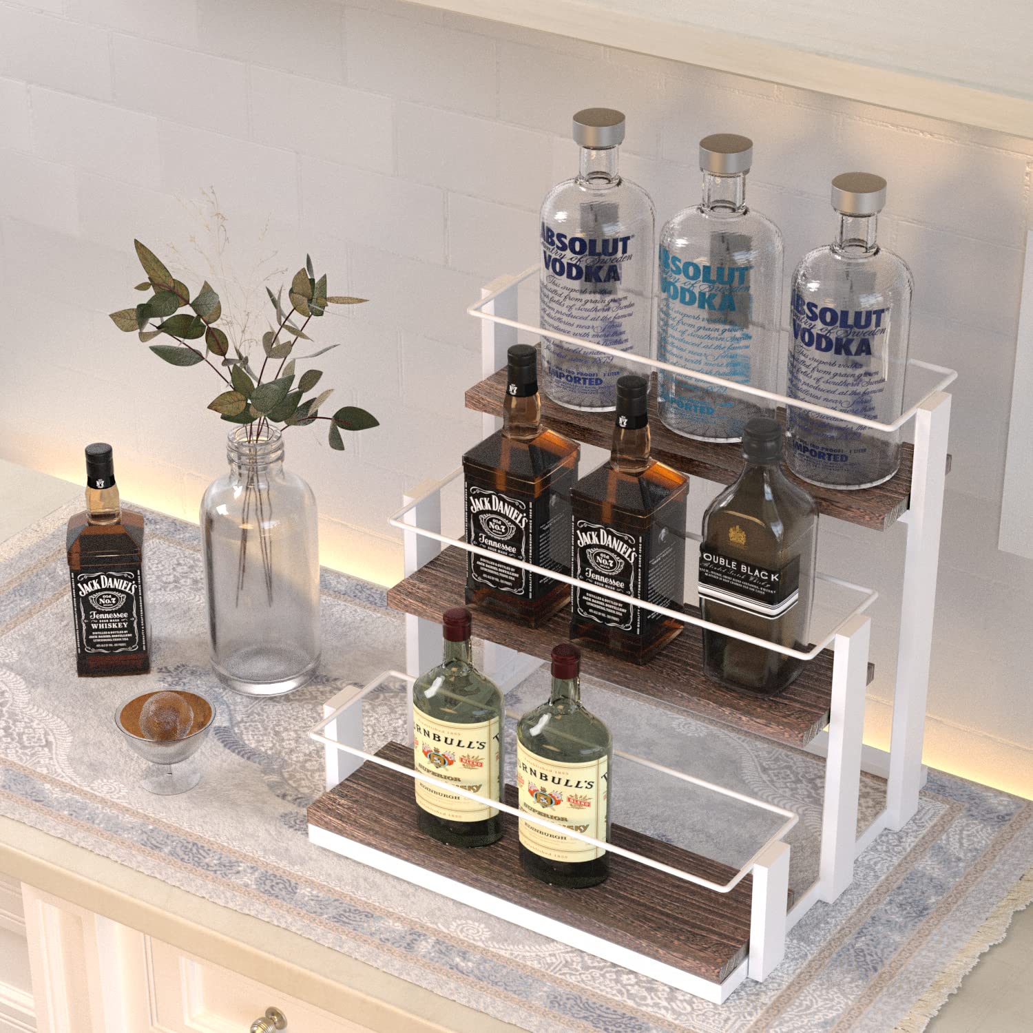 J JACKCUBE DESIGN MK815B Kaffeesirup-Organizer, Kaffee-Bar-Zubehör, 12 Flaschen, Aufbewahrungsregale für Sirup, Wein, Dressing für Arbeitsplatte, Küche, Metall (weiß)