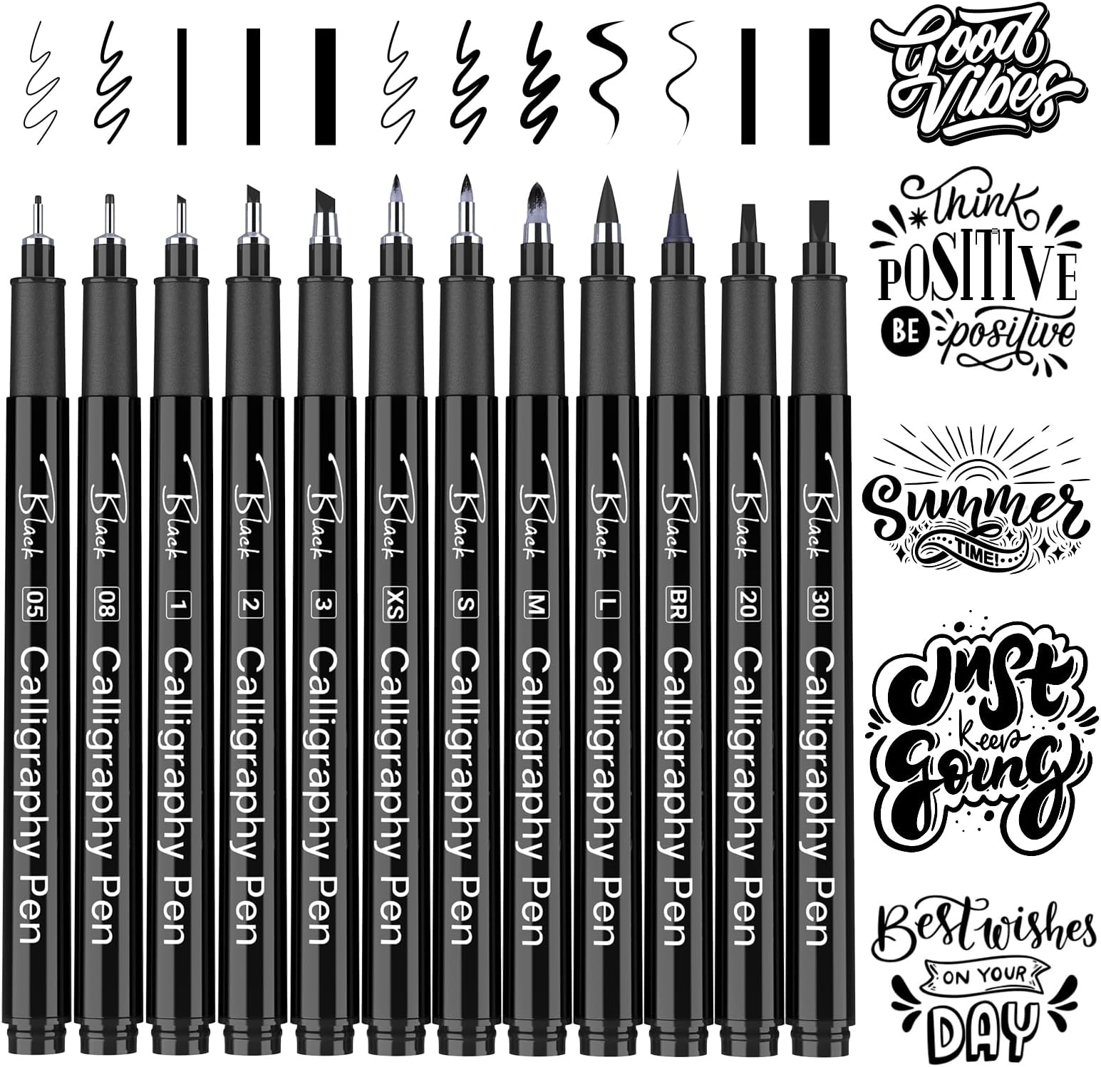APOGO Calligraphy Pens, Black Calligraphy Set for Beginners, 12 Pack ...