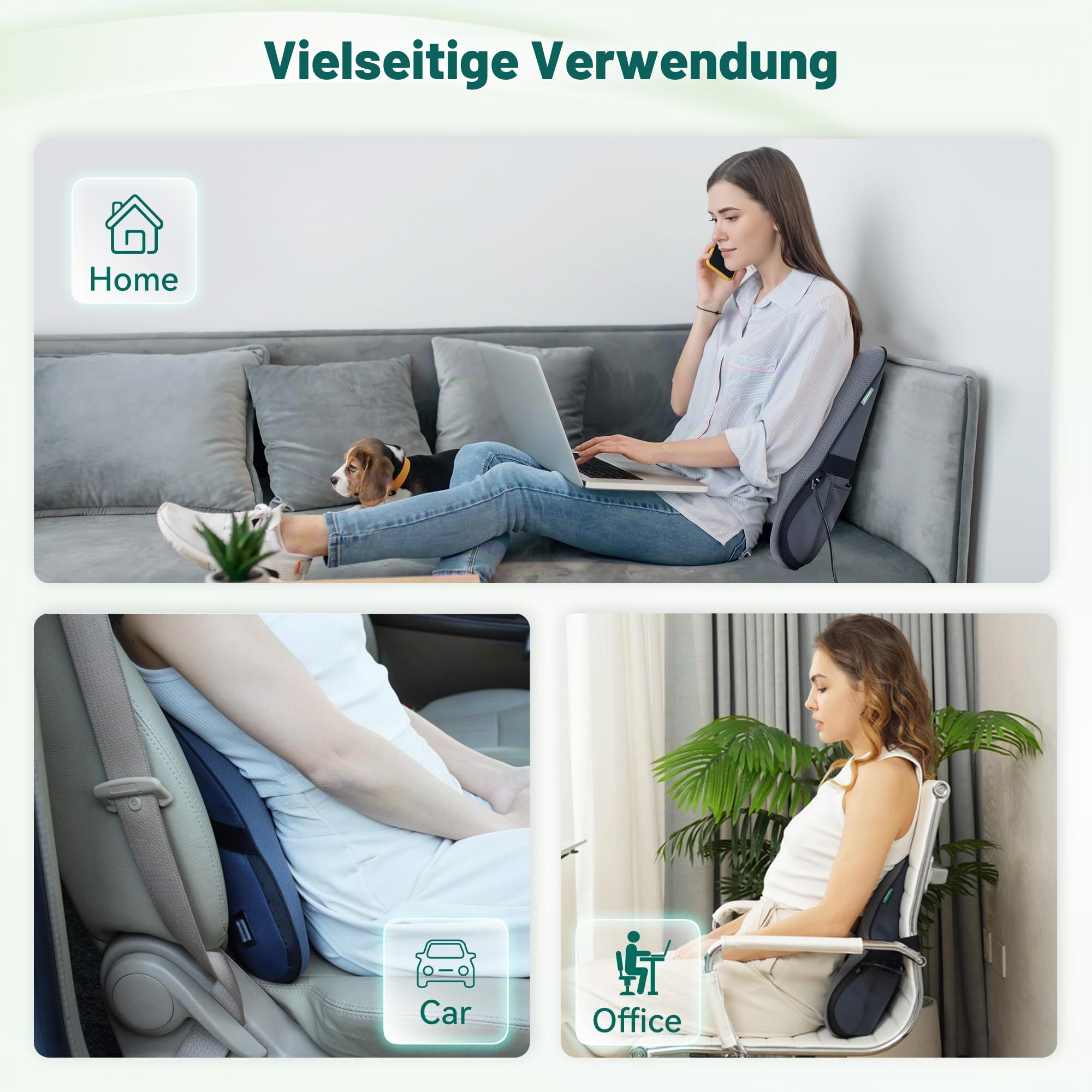 Snailax Shiatsu-Nackenmassagegerät mit Wärme, 4D Knet-Massagekissen für Nacken Rücken Schulter, Massagegerät Rücken Nacken, Rückenmassagegerät, Geschenke für Mama Papa Frauen