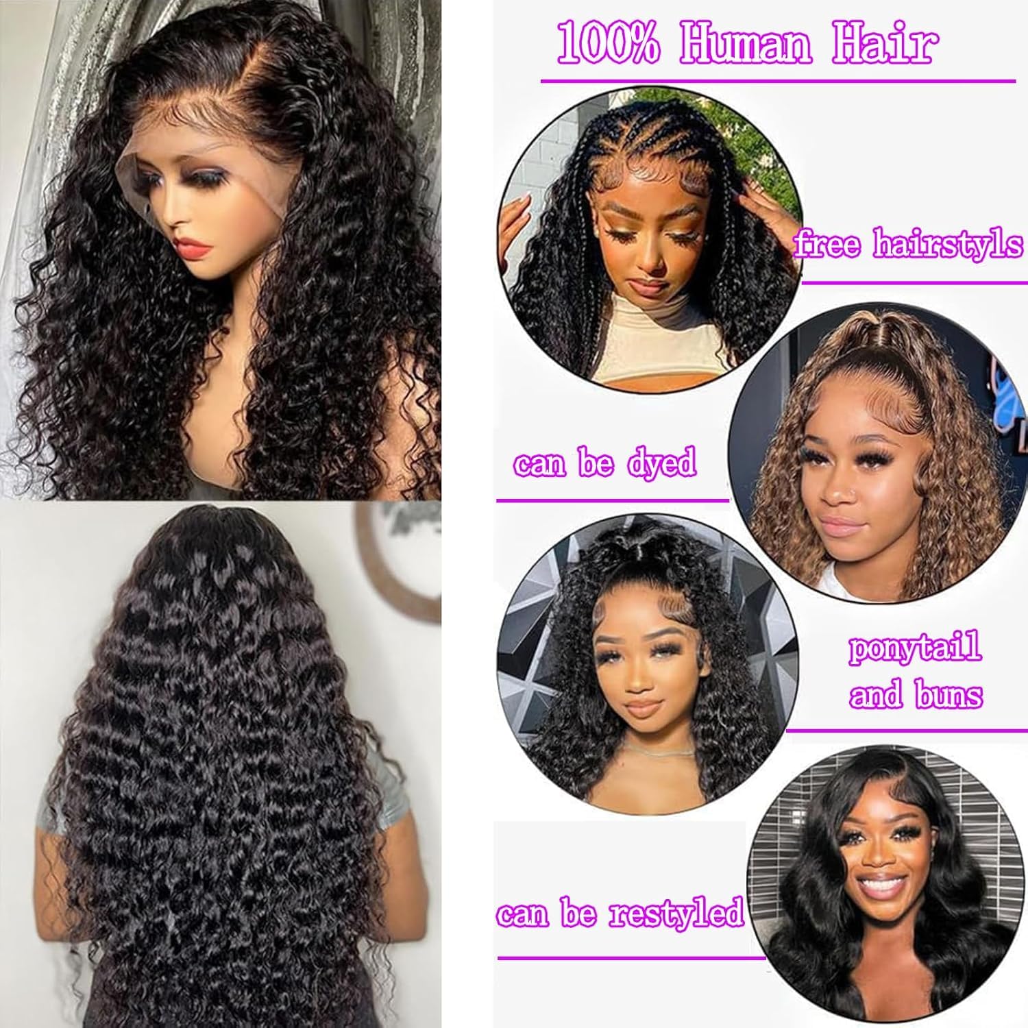 Wear and Go Glueless Wigs Human Hair Pre Plucked Pre Cut 13X4 Lace Closure Water Wave Human Hair Wigs for Black Women 200 Density 28 inch - Image 4