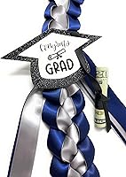 Vista 3 de Leis de graduación con soporte para dinero (azul marino, plateado)