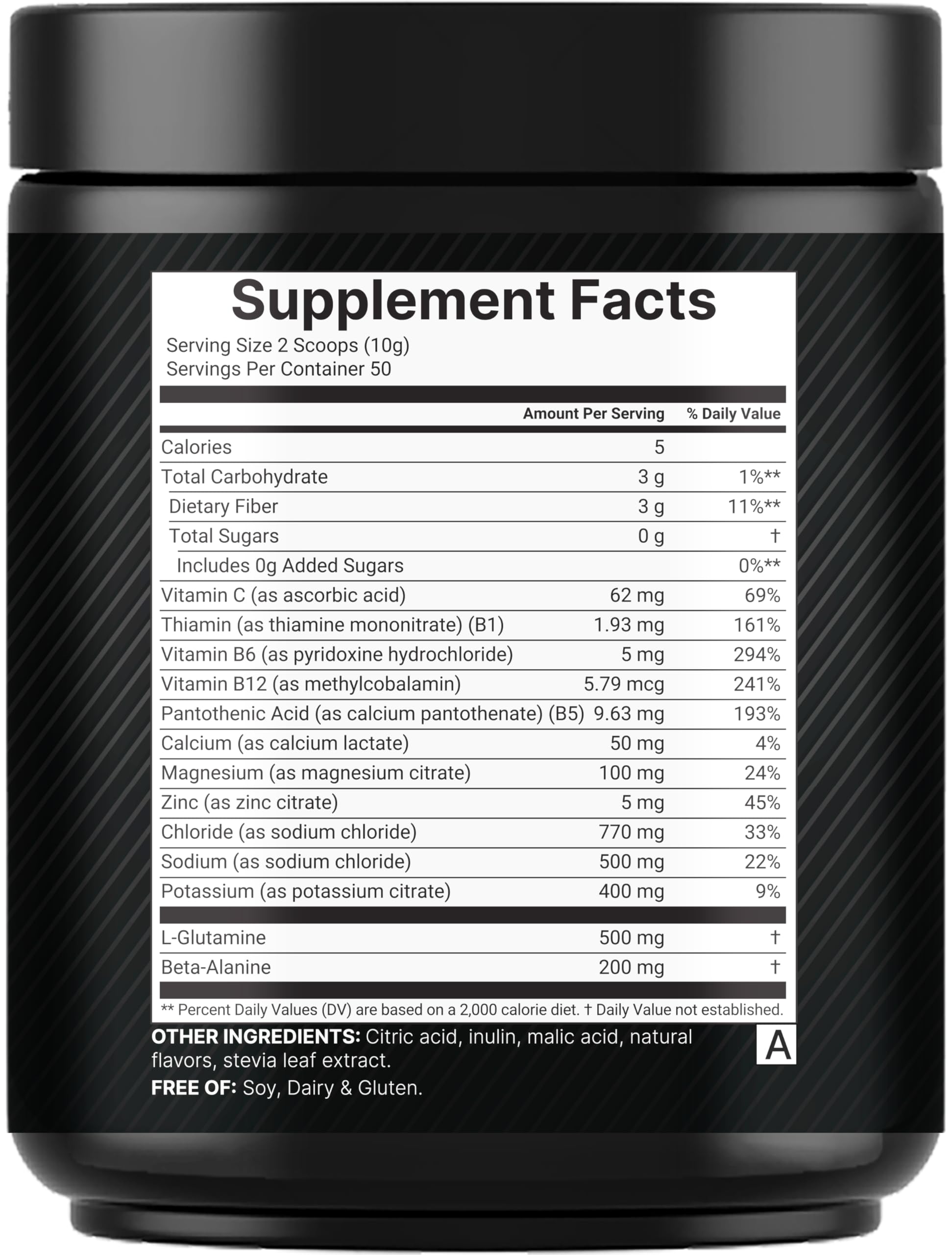 NatureBell Daily Electrolytes Powder No Sugar, 500g (50 Servings), Jar, Hydration Drink Mix with Sodium, Potassium, Magnesium, L-Glutamine, Beta Alanine & Vitamin B Complex - Lemonade Flavor | Non‑Gmo — Amazon image 3