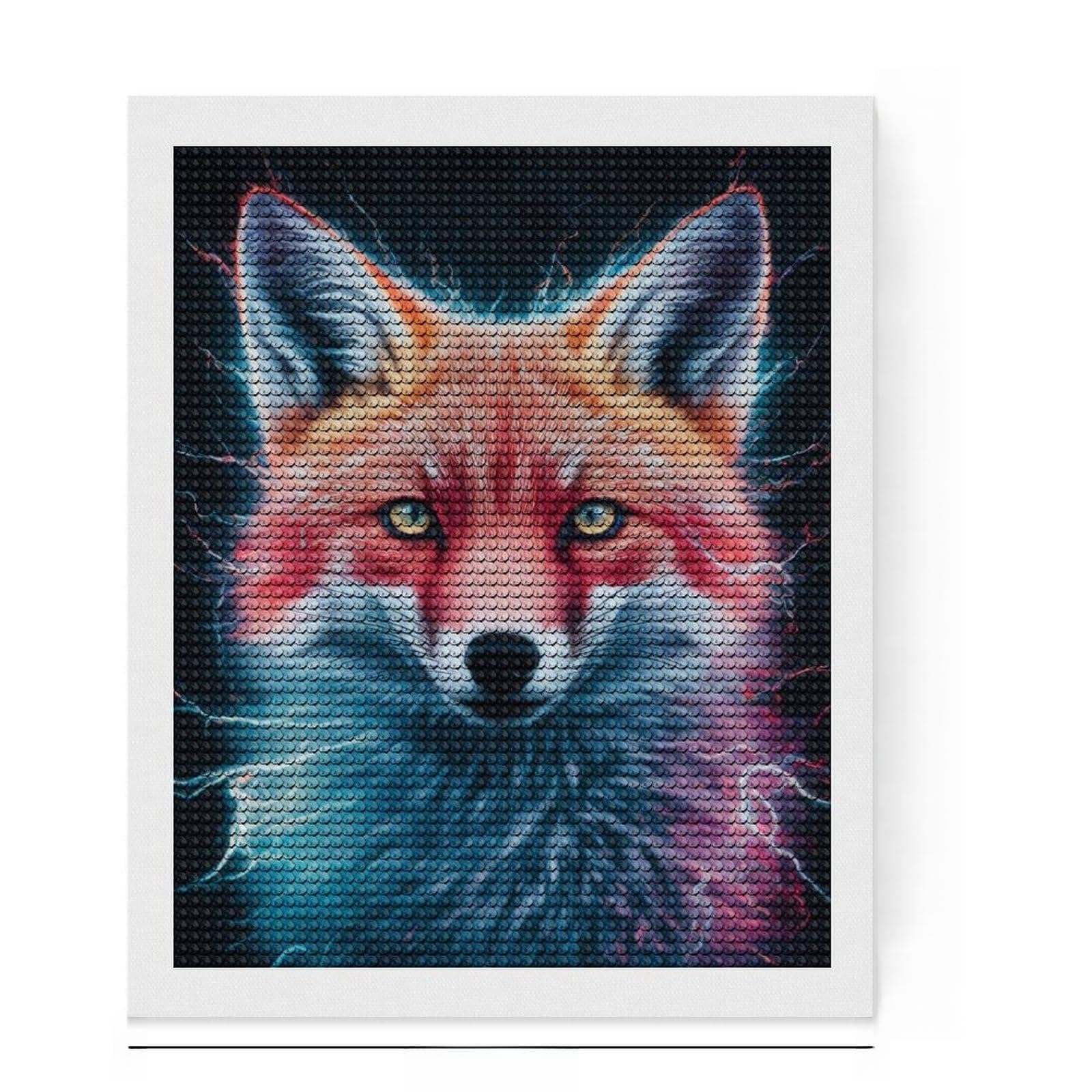 Junmoney Fox Electricity Full Drill Diamond Painting Kit 16"x20", for Beginners, Relaxing DIY, Full Kit Included, Thoughtful Present