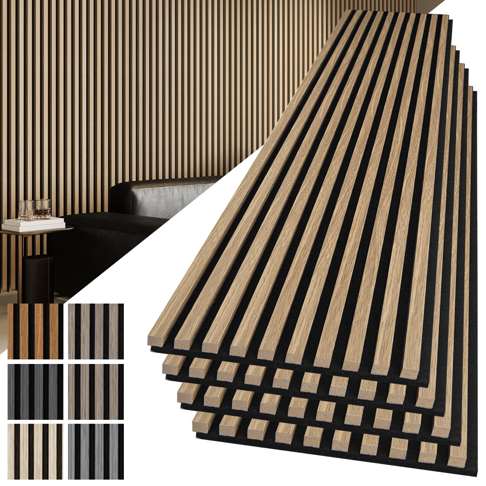 Photo 1 of Art3d 4-Pack 108" x 12" Acoustic Wood Panels for Wall, Soundproof Wood Slat Panel for Wall and Ceiling, 3D Fluted Sound Absorbing Paneling for Interior Wall Decor, Living Room, Bedroom - Peach
