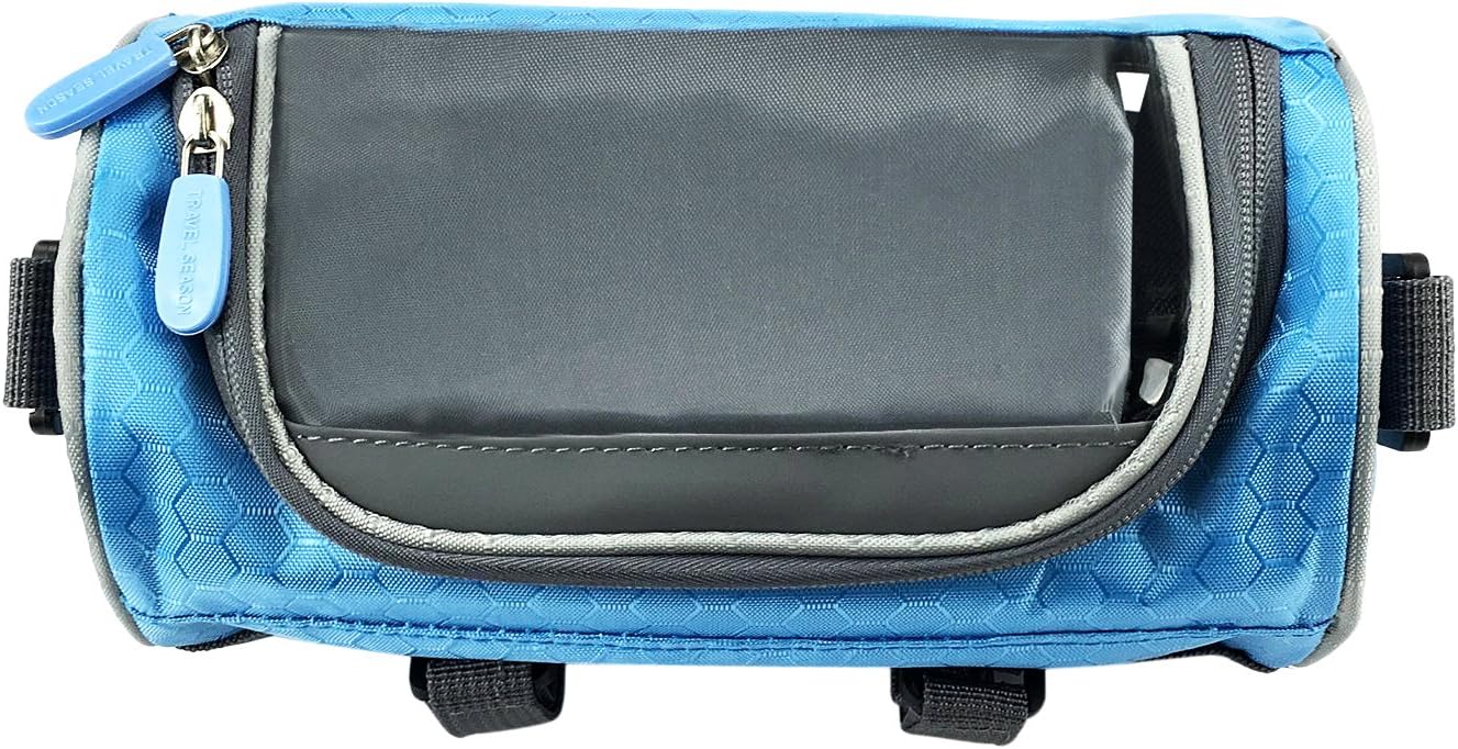 Lafedy Handlebar Bag Phone Holder bike phone bag for Map Waterproof Bike Cycling Front Basket Pannier Bag With Removable Shoulder Strap (Blue)