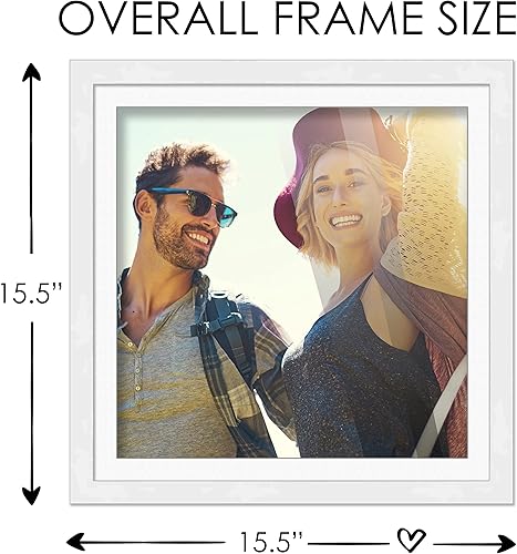 Miniatura 4 de CountryArtHouse Marco blanco de 11 x 11 pulgadas con paspartú blanco  Marco de 14 x 14 pulgadas mate a 11 x 11  Incluye plexiglás acrílico UV,
