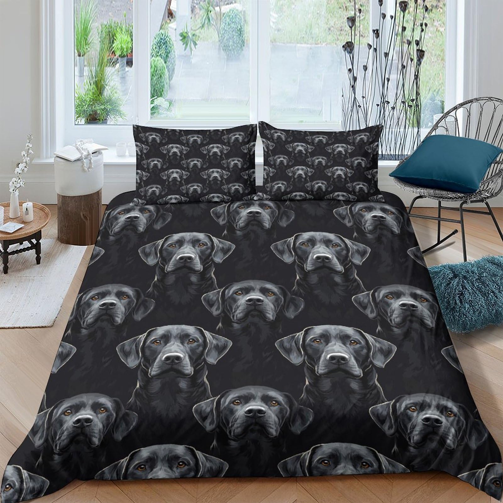 Ctjqhvkz Style-4 3D Printed Black Dog Pattern Fitted Sheet Microfiber Soft Mattress Cover For Bedroom Dorm Guest Room Machine Washable Decor Single（135X200cm）