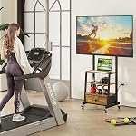 Roulement TV Stand avec roues et monture & Tiroir de tissu - Centre de divertissement avec Power Outlet et Small TV Stand pour chambre, salon - 15" Marron rustique