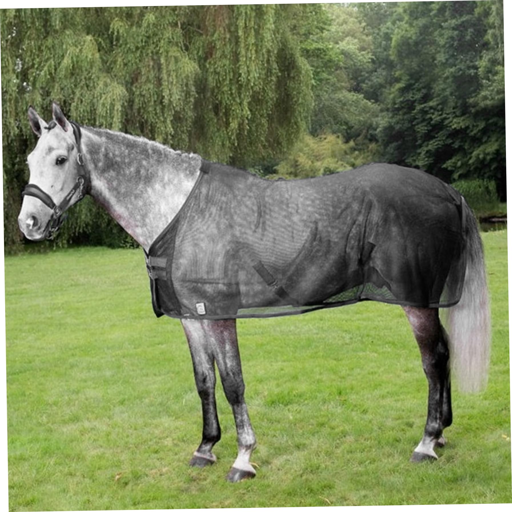 Manta mosquitera Ajustable para Caballos, protección UV y Malla Transpirable para Caballos Reales, Manta mosquitera con Hebilla, Exterior para Reales.