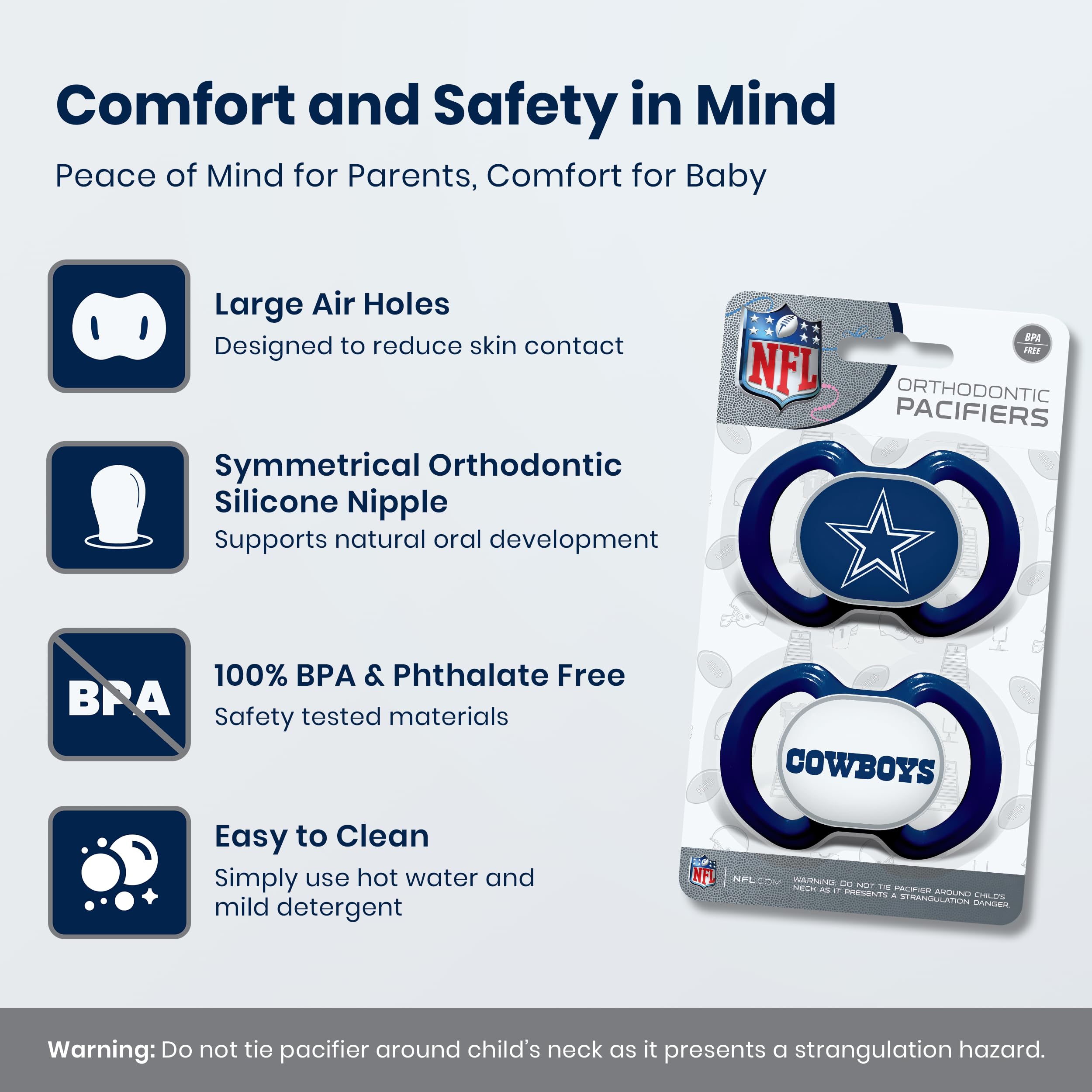 Baby Fanatic NFL Dallas Cowboys Schnuller, Einheitsgröße, Teamfarbe