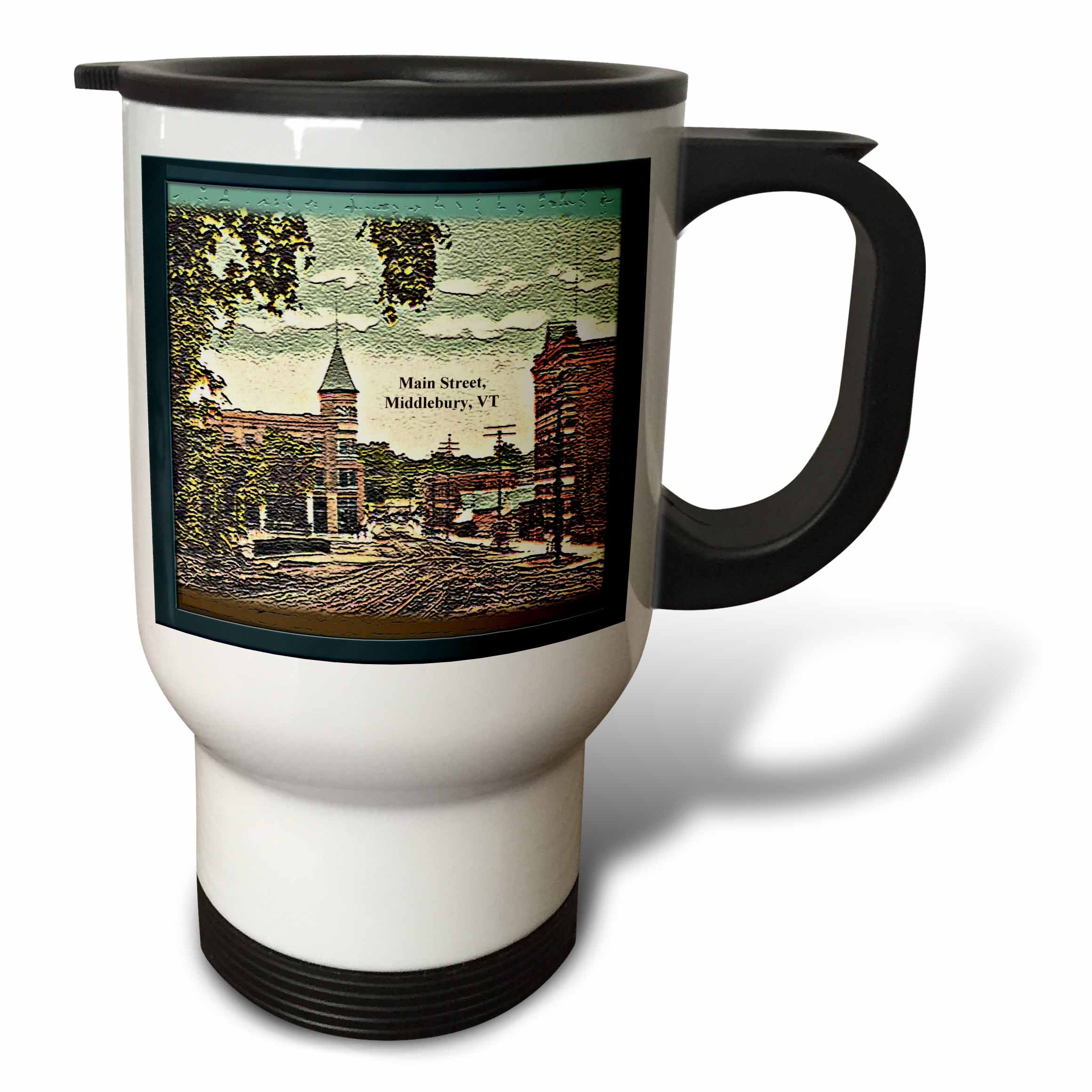Amazon.com: 3dRose " Main Street, Middlebury, VT Vintage 1908 Textured" Travel  Mug, 14 oz, Multicolor : Home & Kitchen