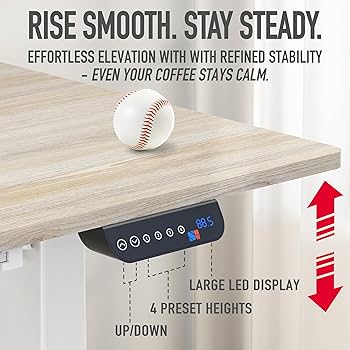 SHW 55 x 28 Inches Electric Height Adjustable Standing Desk