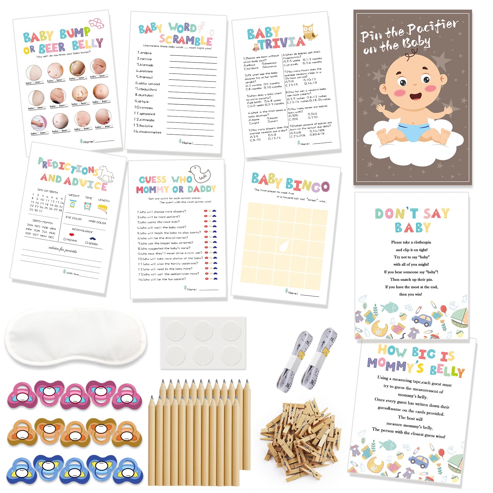 View 1 of ***FACTORY SEALED***
OLOUTAB Baby Shower Games Kit for 50 Guests