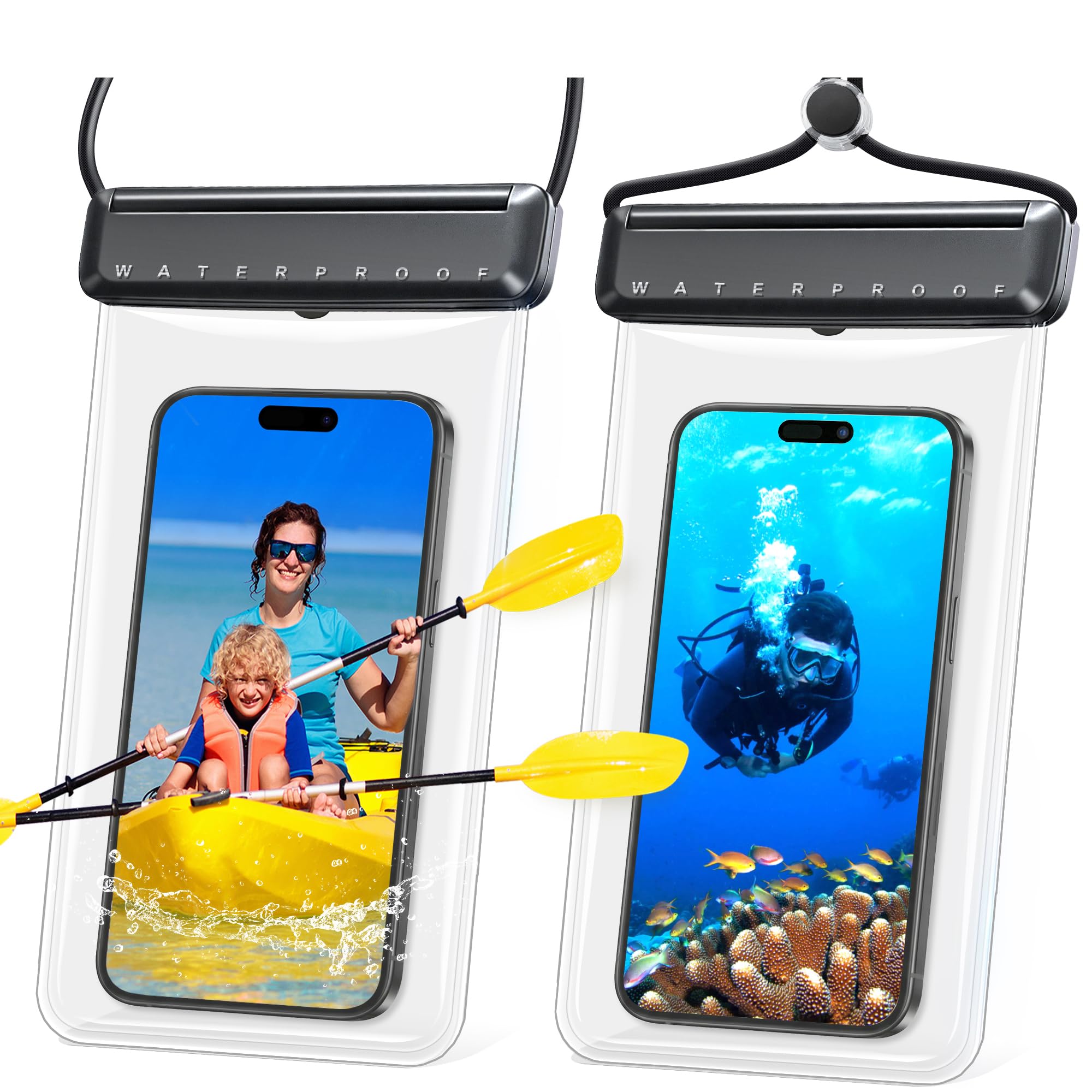 スマホ 防水ケース 【新登場 & 2枚セット】 IPX8完全防水 指紋認証/Fa…