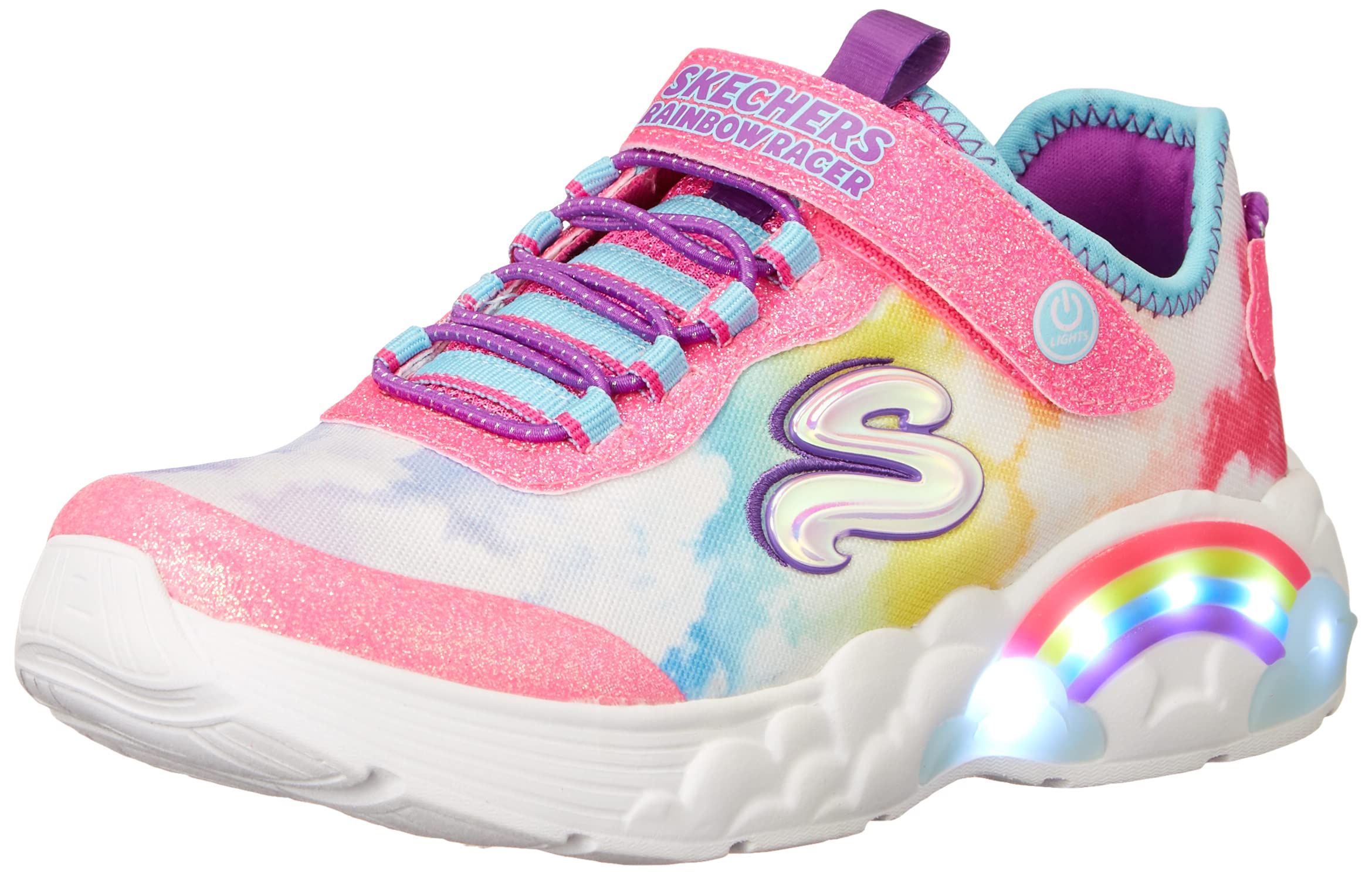 Skechers Rainbow Racer, Zapatillas para Niñas, Malla Azul/Ribete, 39 EU