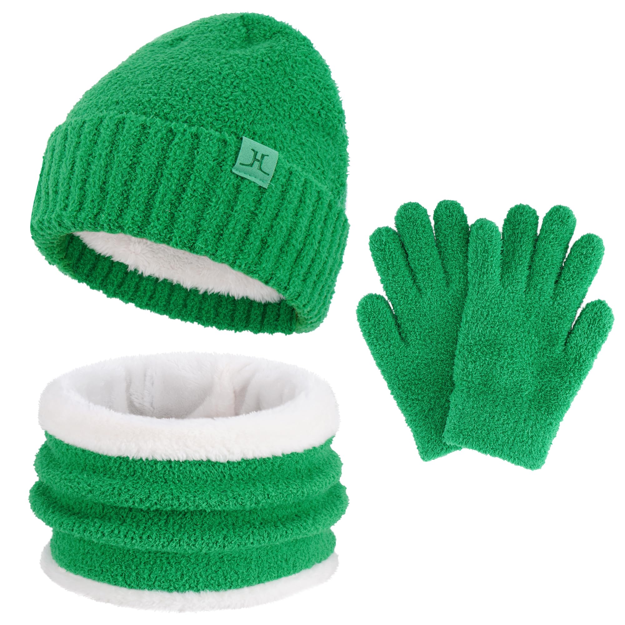 Toddler Kids Winter Hat Scarf Gloves Set Cold Weather Beanie Hats Fleece Neck Warmer for 4 5 6 7 8 Year Old Boys Girls Gifts