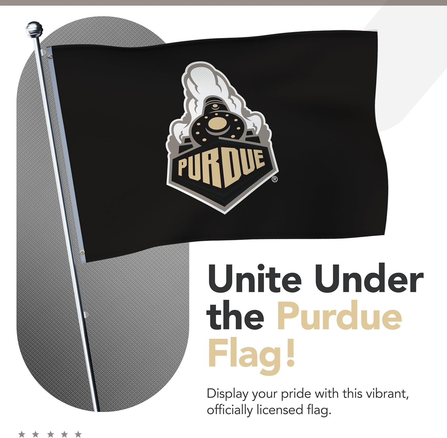 Purdue Boilermakers College Sports Printed Flag - NCAA Licensed - Nylon - School Banner (Black, Gold, White) (3' x 5') - Image 7