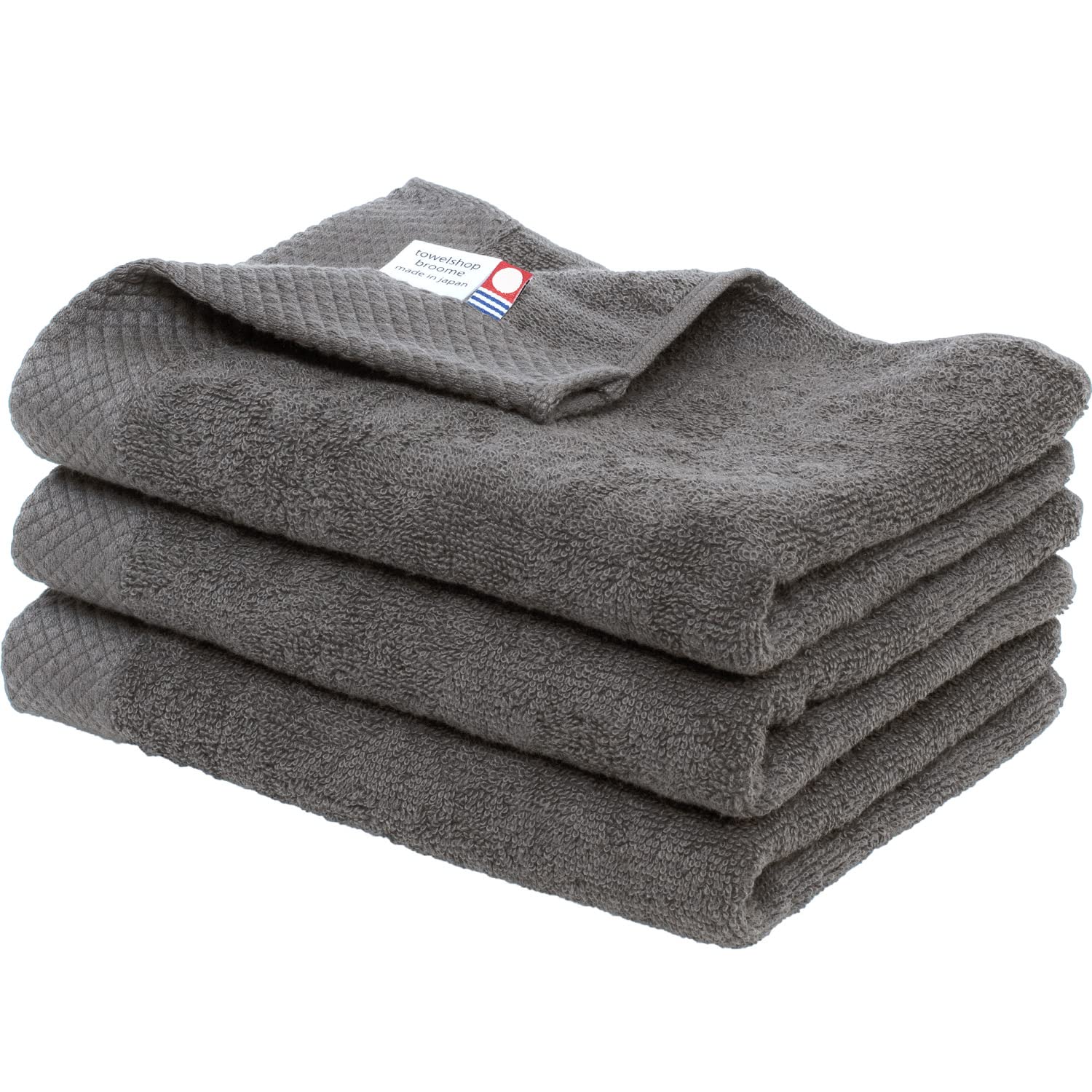 Bloom Imabari Towel, Certified Face Towel, Set of 3, Ciel, Hotel Specifications, Water Absorbent, Quick Drying, Room Drying, 100% Cotton, Made in Japan (Charcoal)