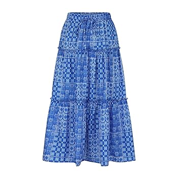 Amazon.com: Womens Bohemian Long Skirts A Line Drawstring