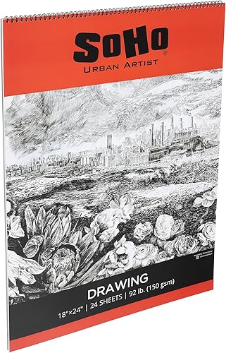 Miniatura 2 de SoHo Urban Artist Bloc de dibujo de tapa blanda de 18 x 24 pulgadas - 92 libras (150 gsm) blocs de papel de dibujo para artistas, viajes,