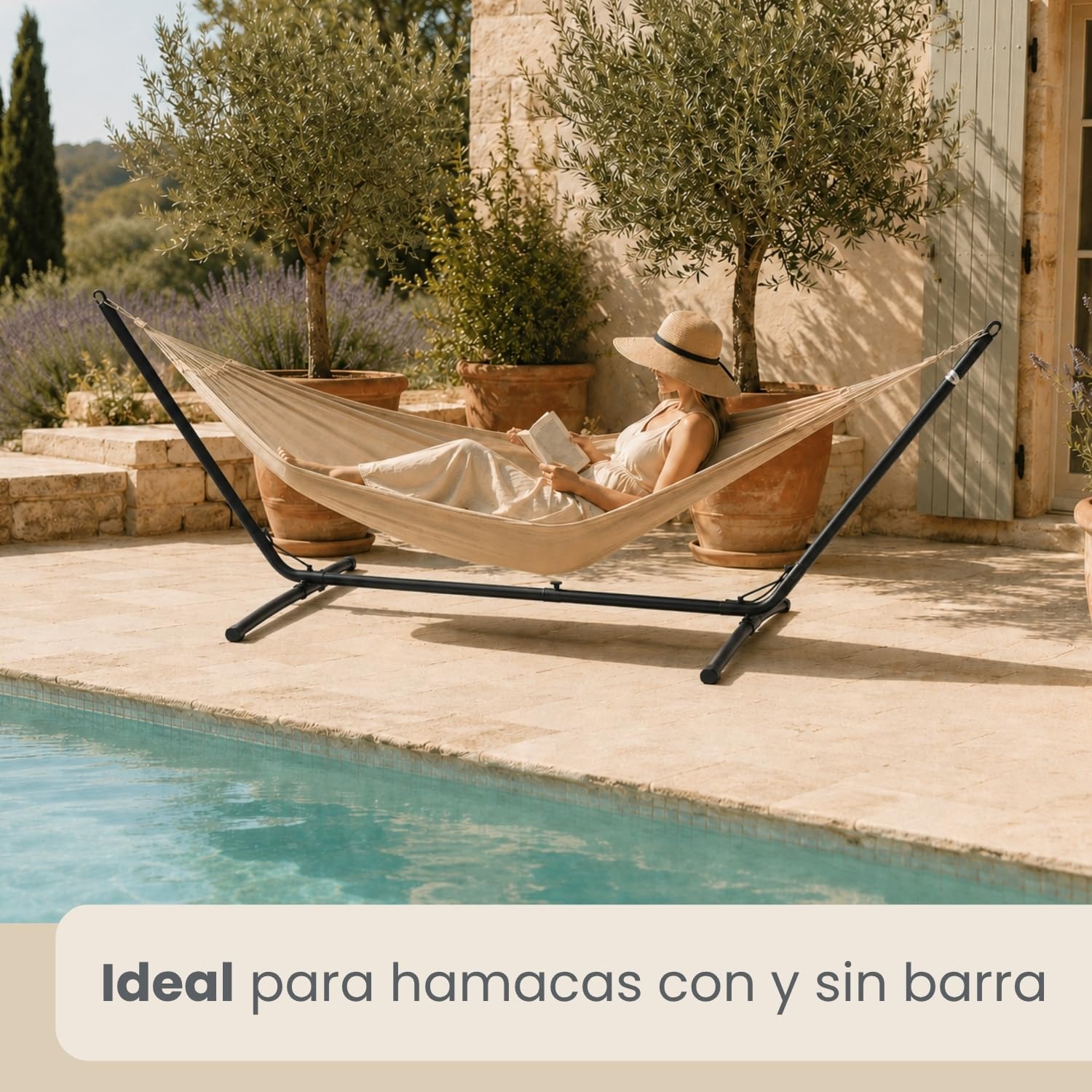 AMANKA 310x100 Soporte para Hamacas hasta 120 kg - Soporte Hamaca Colgante Doble - Soporte Hamaca Plegable Soporte Amacas Colgantes - Estructura Hamaca Soporte para Amaca Colgante Soporte Hamaca Suelo