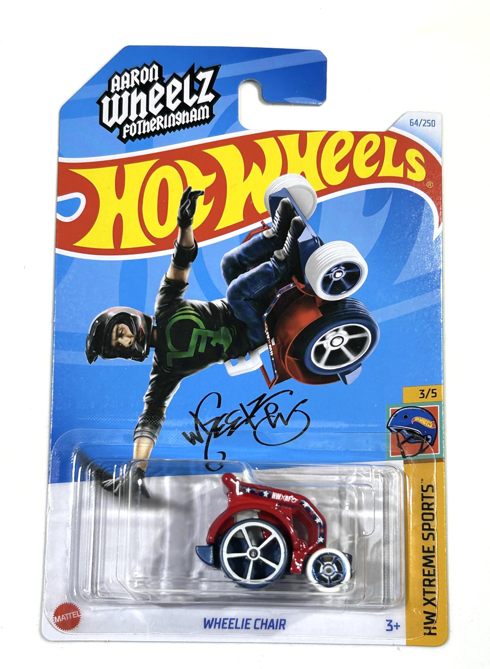 Hot Wheels2024 - Wheelie Chair - Red w/Stars - HW Extreme Sports 3/5 - Aaron Wheelz Fotheringham