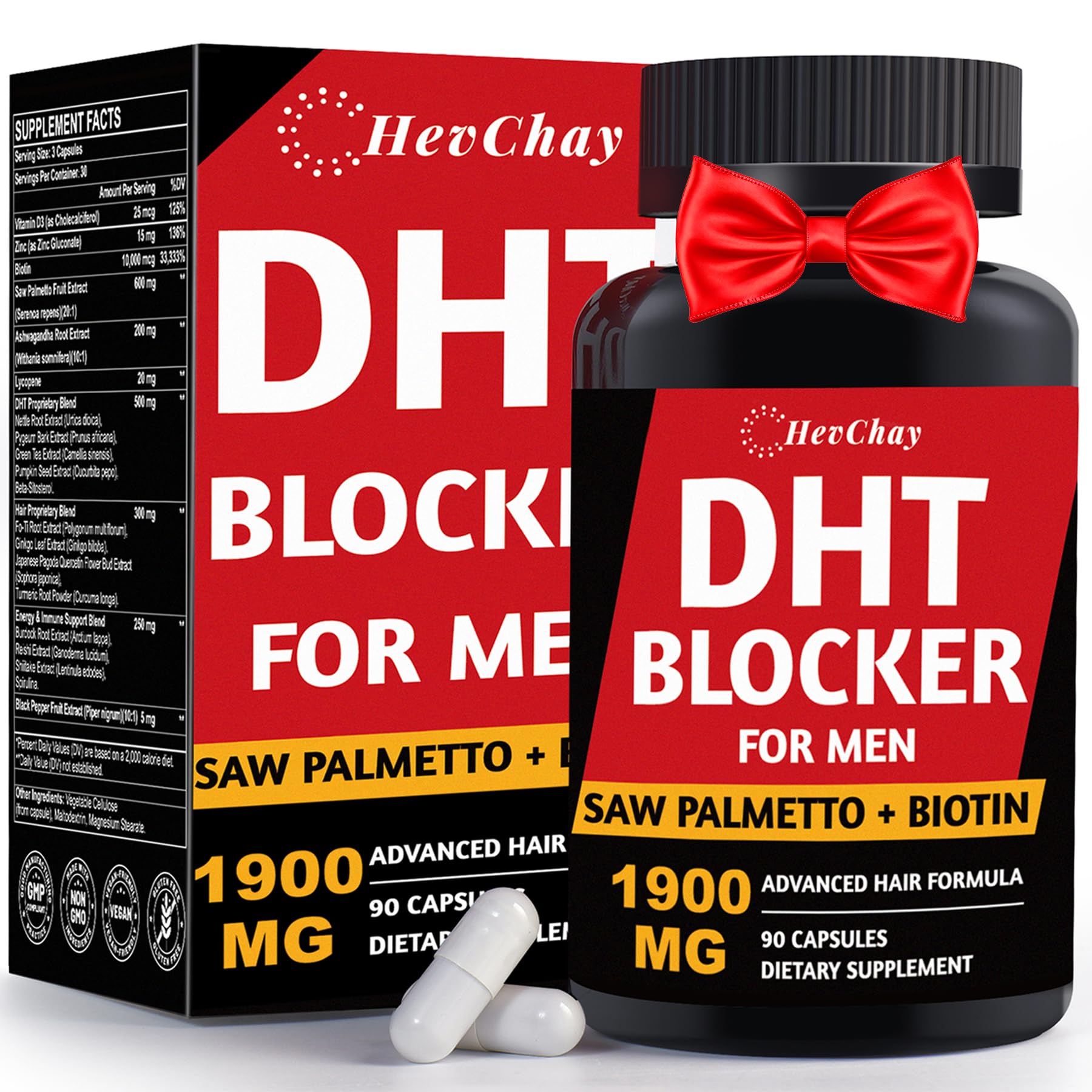DHT Blocker for Men Extra Strength Saw Palmetto Biotin Hair Growth Supplement - Hair Growth Vitamins - Hair