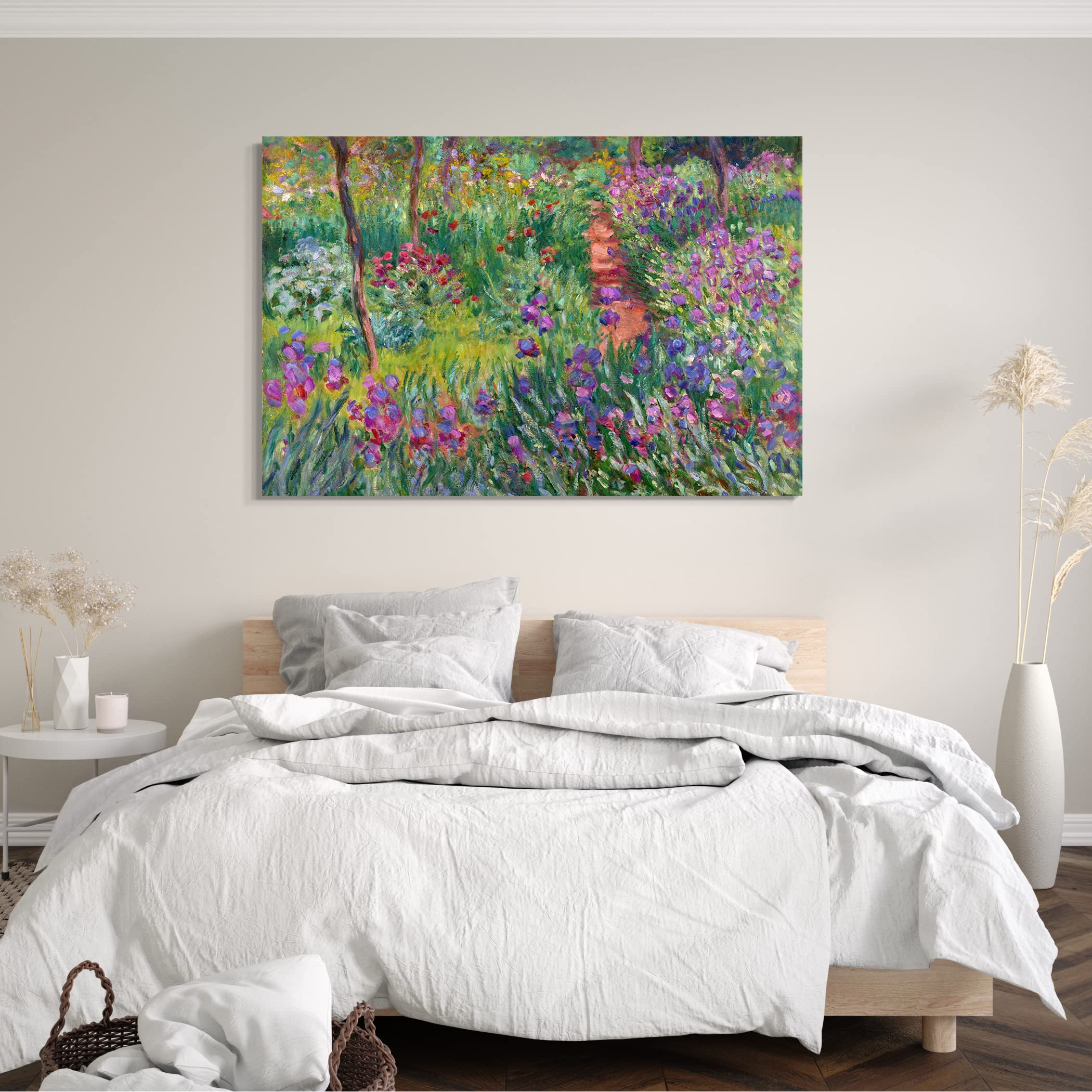 Printed Paintings Impresión sobre Lienzo (120x80cm): Claude Monet - El Jardín de los Iris en Give