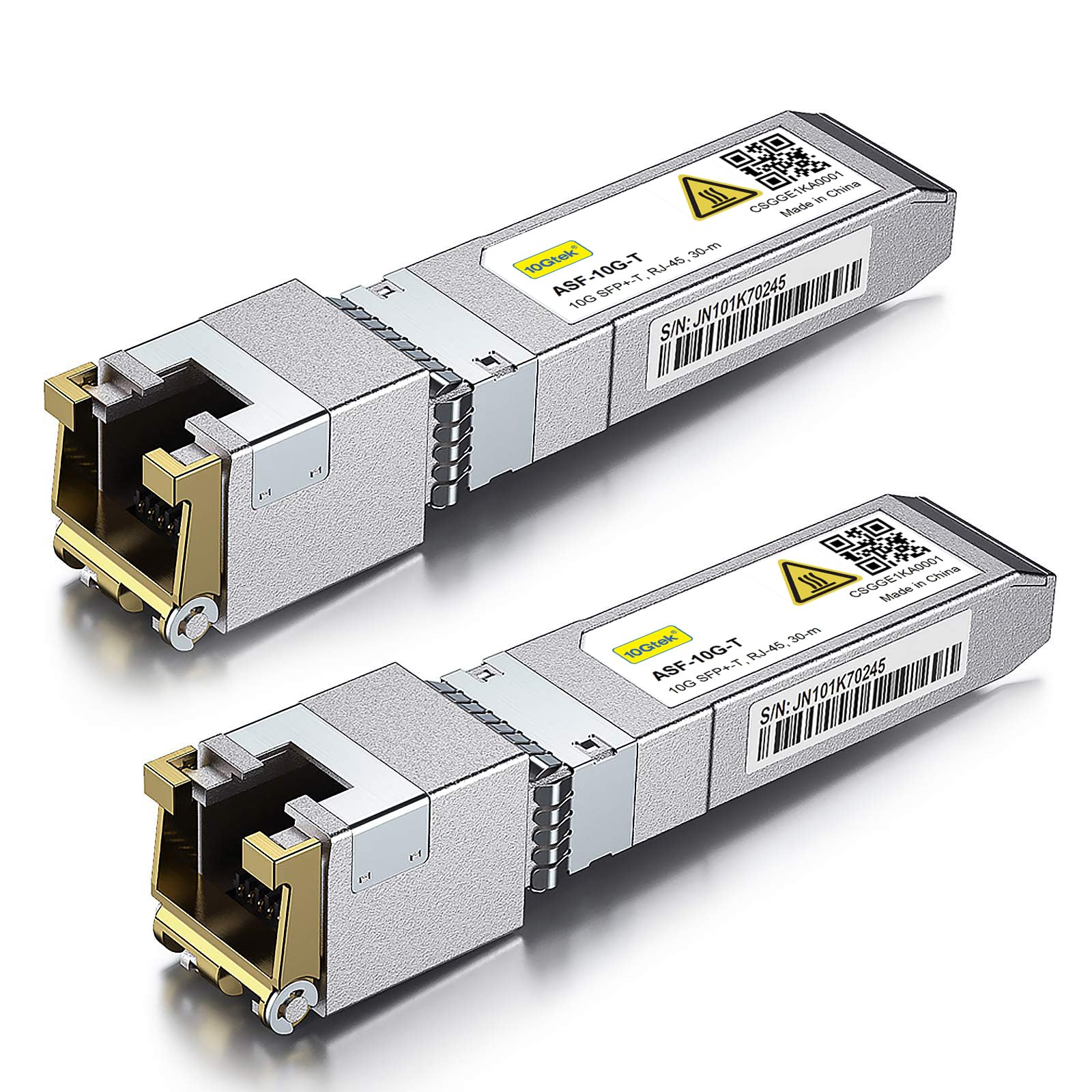 10Gtek 𝟭𝟬𝗚𝗕𝗮𝘀𝗲-𝗧 𝗦𝗙𝗣+ 𝘁𝗼 𝗥𝗝-𝟰𝟱 𝗧𝗿𝗮𝗻𝘀𝗰𝗲𝗶𝘃𝗲𝗿, 10Gbe SFP+ Copper Ethernet CAT.6a Module, up to 30-Meter, for Cisco SFP-10G-T-S, Meraki, Ubiquiti UniFi, Fortinet, Pack of 2